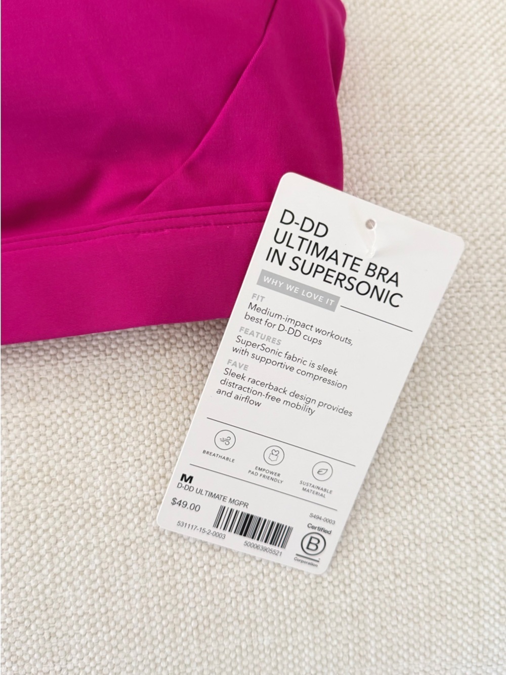 ATHLETA PINK ULTIMATE BRA IN SUPERSONIC size M NWT - Picture 4 of 4